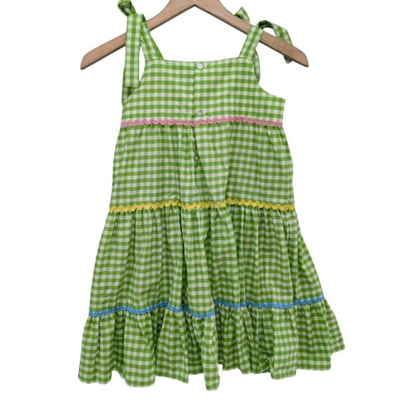 Posh Pickle Fore Midi Dress Girls Green White Gingham Sleeveless Tiered Size 7-8 - Picture 2 of 9